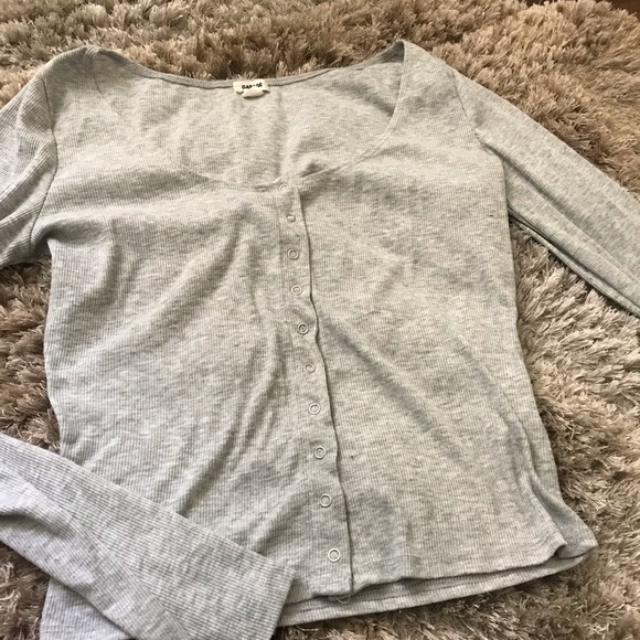 Garage Heather grey button long sleeve - Picture 2 of 5